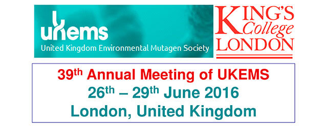 39th Annual Meeting of the United Kingdom Environmental Mutagen Society (UKEMS 2016)